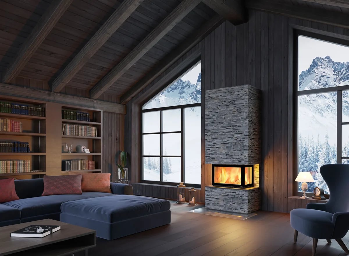 Nordpeis Davos U Stone mørk Thermotte i hyttemiljø