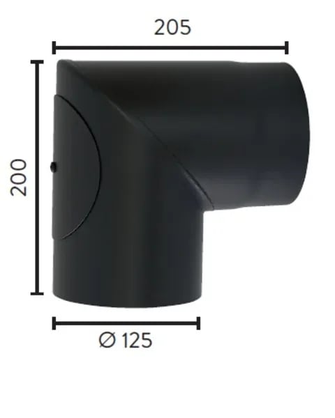 JGA Ø125 90° BEND M/LUKE SORT MET - bilde 1