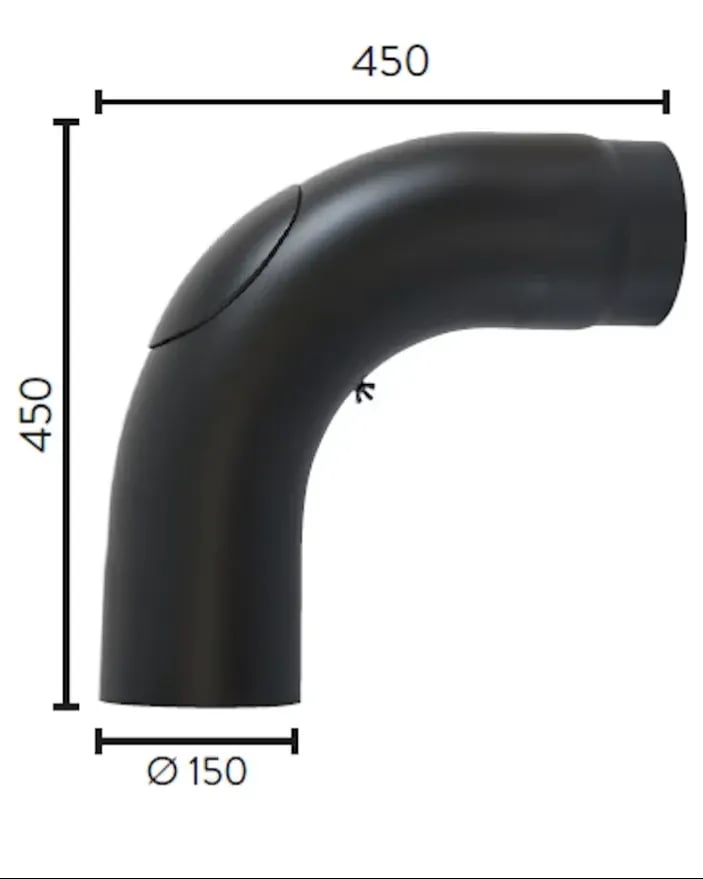Ø150 90°BEND M/LUKE 450X450 BP - bilde 1
