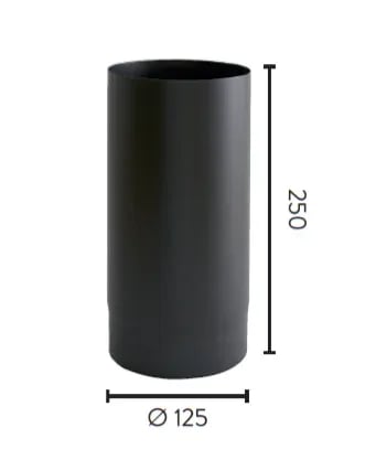 JGA Ø125 250 RETT RØR SORT MET - bilde 1