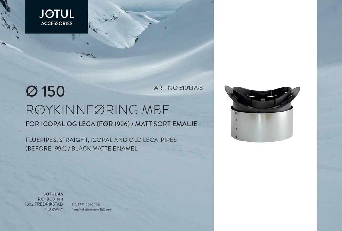 Ø150 Røkinnføring til Icopal /Leca pipe