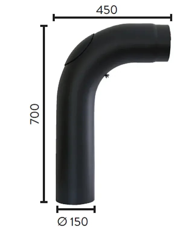 Ø150 90°BEND M/LUKE 700X450 BP - bilde 1