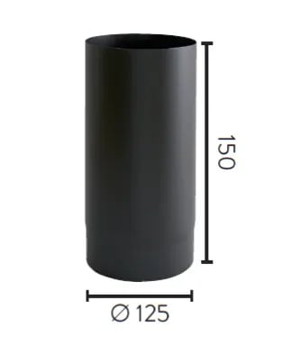 JGA Ø125 150 RETT RØR SORT MET - bilde 1