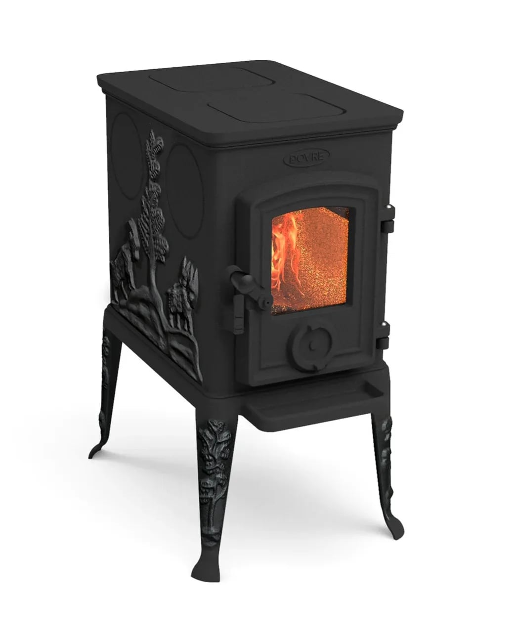 Dovre 101 CBS vedovn med glassdør og eventyrfigur på sidepanelene