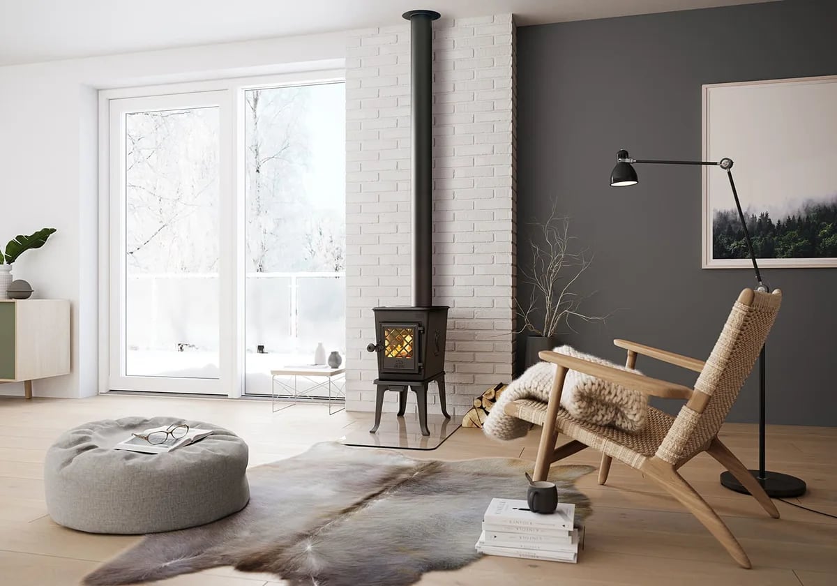 Jøtul F 602 Eco vedovn i klassisk interiør