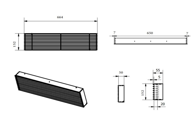 RAIL B650H150mm m/kassett sort - 715cm2 - Bilde 2