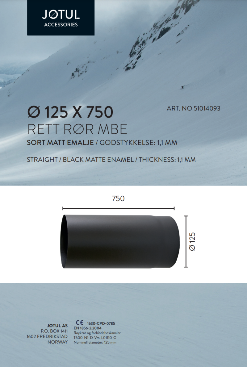 Ø125x750 rett 1,1mm MBE - Bilde 2