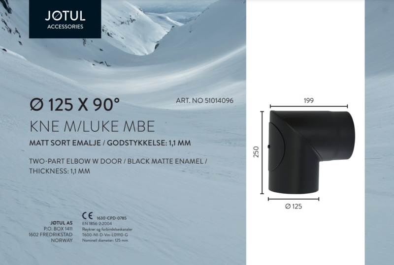 Ø125x90° kne m/luke MBE - Bilde 2