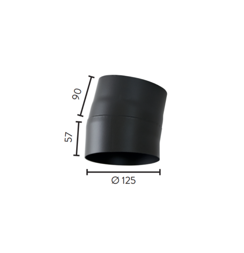 Ø125x10° kort kne u/luke (170°) MBE