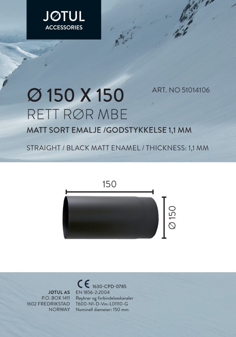 Ø150x150 rett 1,1mm MBE - Bilde 2