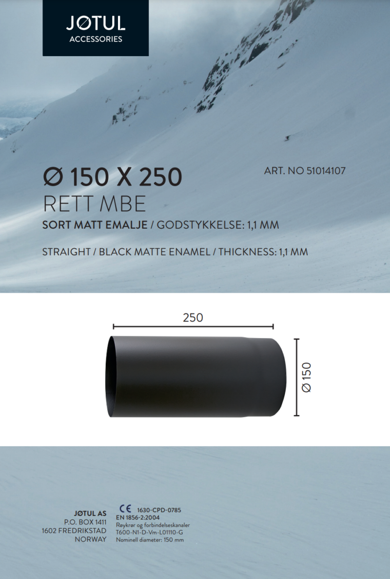 Ø150x250 rett 1,1mm MBE - Bilde 2