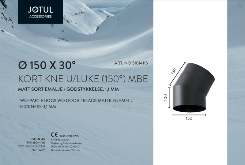 Ø150x30° kort kne u/luke (150°) MBE - Bilde 2