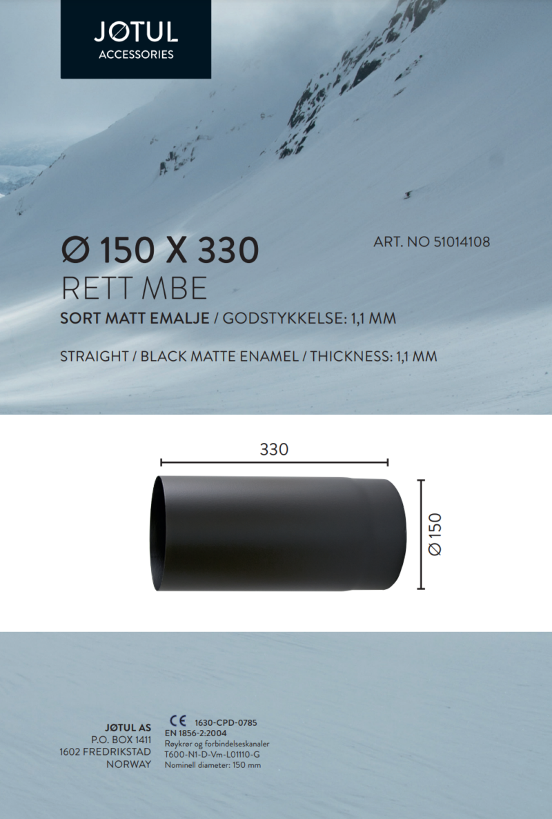 Ø150x330 rett 1,1mm MBE - Bilde 2