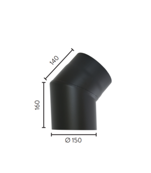 Ø150x45° kort kne u/luke (135°) MBE