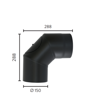 Ø150x90° 3-delt kne m/luke MBE