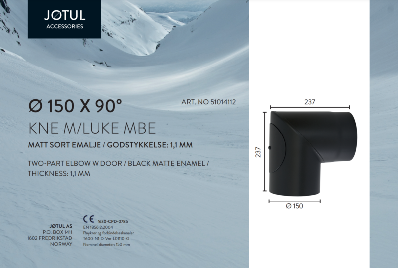 Ø150x90° kne m/luke MBE - Bilde 2